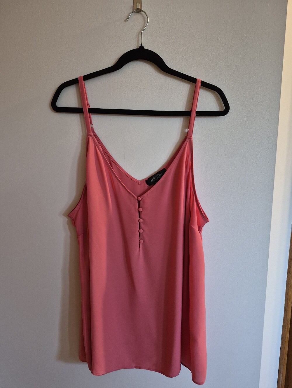 Michel Studio Plus Size Coral Pink Spaghetti Strap Blouse With Buttons Size 24